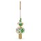 White Flowers Bouquet on Beige Mouth Blown Glass Christmas Tree Topper 11 Inches